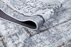 Digital Print Area Rug - Grey Frame Non Slip Washable Carpet for Home