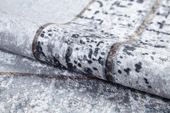 Digital Print Area Rug - Grey Frame Non Slip Washable Carpet for Home