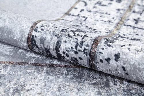 Digital Print Area Rug - Grey Frame Non Slip Washable Carpet for Home