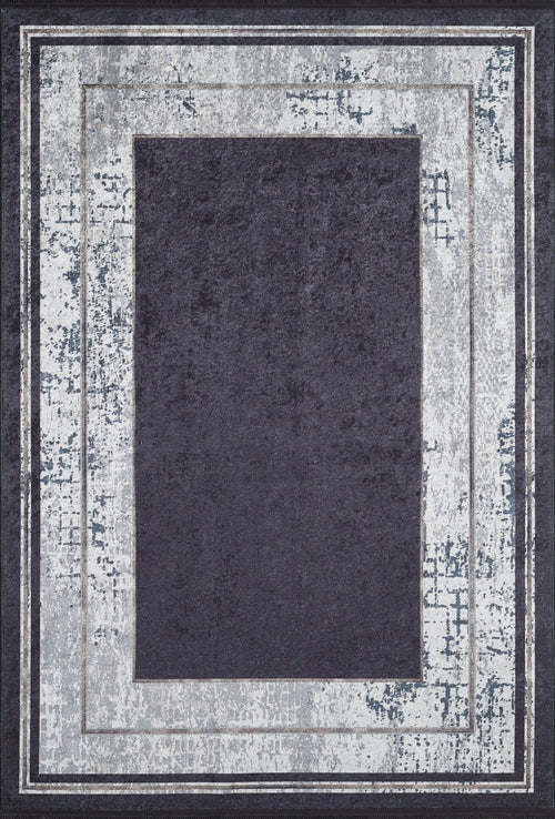 Digital Print Area Rug - Grey Frame Non Slip Antibacterial Washable Carpet