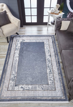 Grey Digital Area Rug – Stylish Grey Frame Carpet With Antibacterial, Non Slip Features
