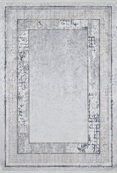 Grey Area Rug – Digital Print Frame Carpet | Non Slip, Antibacterial, Washable