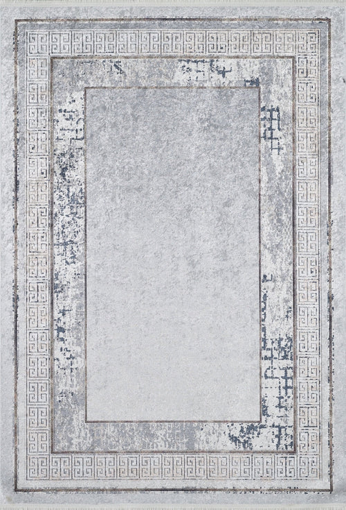 Grey Area Rug – Digital Print Frame Carpet | Non Slip, Antibacterial, Washable