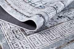 Grey Area Rug – Digital Print Frame Carpet | Non Slip, Antibacterial, Washable