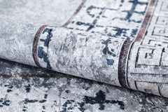 Grey Area Rug – Digital Print Frame Carpet | Non Slip, Antibacterial, Washable