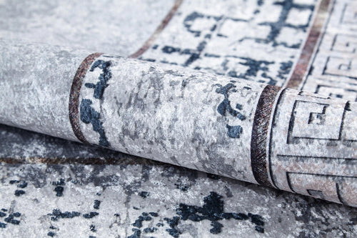 Grey Area Rug – Digital Print Frame Carpet | Non Slip, Antibacterial, Washable