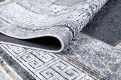 Grey Area Rug - Digital Print Rug With Frame Design | Non Slip, Antibacterial Carpet