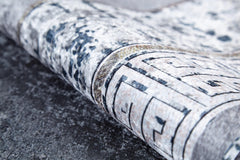 Grey Area Rug - Digital Print Rug With Frame Design | Non Slip, Antibacterial Carpet