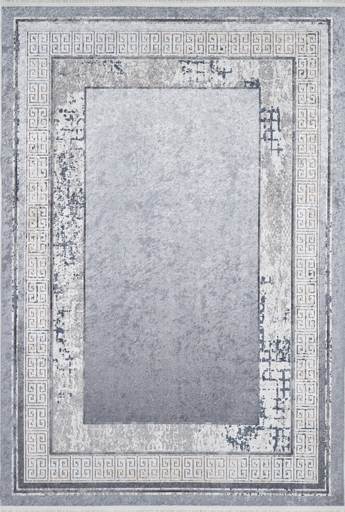 Digital Print Area Rug – Grey Frame Non Slip Washable Stylish Floor Covering