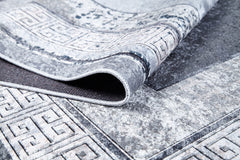 Digital Print Area Rug – Grey Frame Non Slip Washable Stylish Floor Covering