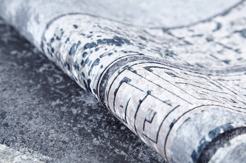 Digital Print Area Rug – Grey Frame Non Slip Washable Stylish Floor Covering