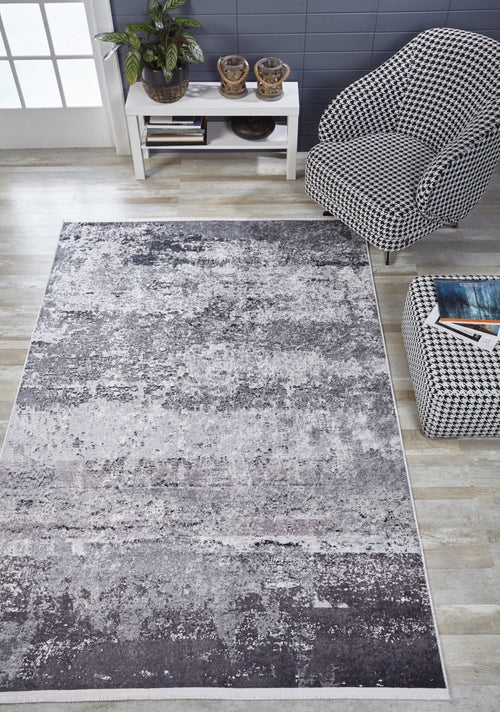 Modern Area Rug – Anthracite Digital Print Carpet | Non Slip Washable Floor Mat