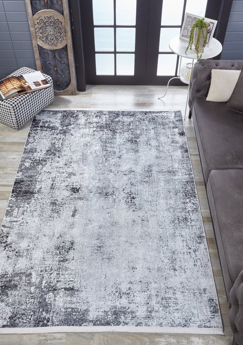 Modern Digital Area Rug - Grey Non Slip Washable Carpet for Living Room