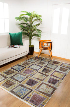 Guangzhou Beige Patchwork Digital Print Area Rug