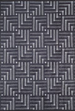 Grey Geometric Area Rug – Digital Print, Non Slip, Antibacterial Carpet for Living Room