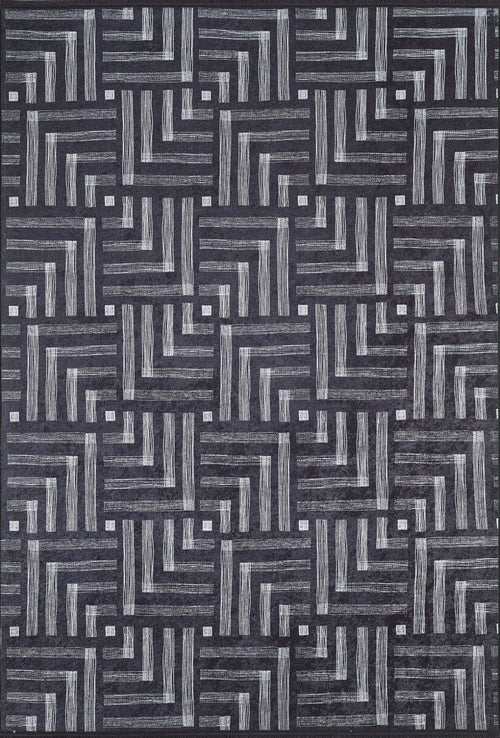 Grey Geometric Area Rug – Digital Print, Non Slip, Antibacterial Carpet for Living Room