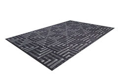 Grey Geometric Area Rug – Digital Print, Non Slip, Antibacterial Carpet for Living Room