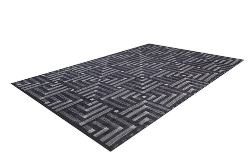 Grey Geometric Area Rug – Digital Print, Non Slip, Antibacterial Carpet for Living Room