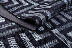 Grey Geometric Area Rug – Digital Print, Non Slip, Antibacterial Carpet for Living Room