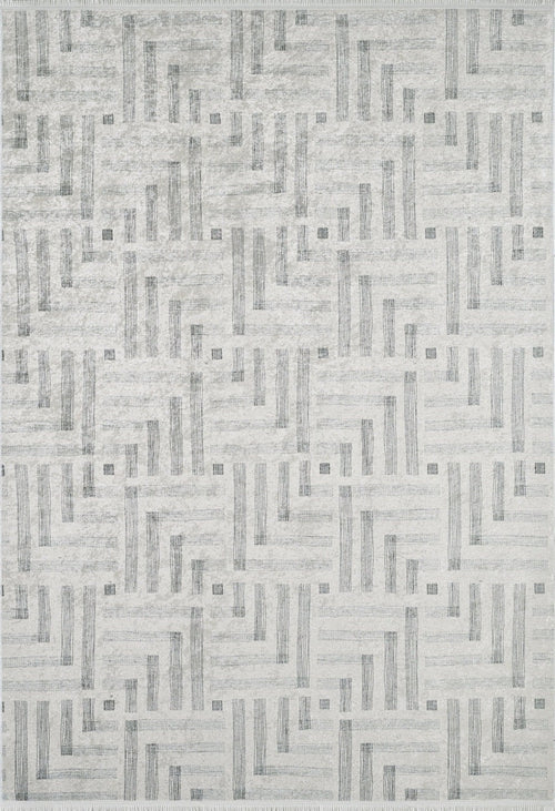 Grey Geometric Area Rug - Digital Print, Non Slip, Antibacterial Carpet for Living Room