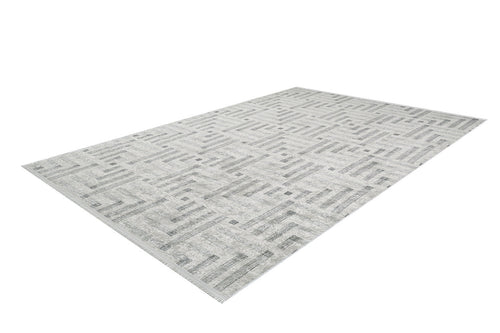 Grey Geometric Area Rug - Digital Print, Non Slip, Antibacterial Carpet for Living Room