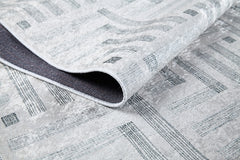 Grey Geometric Area Rug - Digital Print, Non Slip, Antibacterial Carpet for Living Room