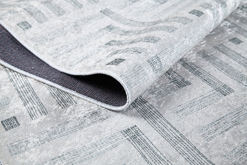 Grey Geometric Area Rug - Digital Print, Non Slip, Antibacterial Carpet for Living Room
