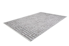 Grey Geometric Area Rug - Digital Print Non Slip Washable Carpet for Living Room