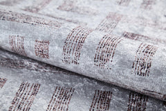 Grey Geometric Area Rug - Digital Print Non Slip Washable Carpet for Living Room