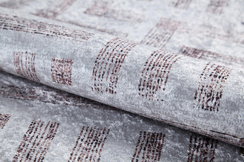 Grey Geometric Area Rug - Digital Print Non Slip Washable Carpet for Living Room