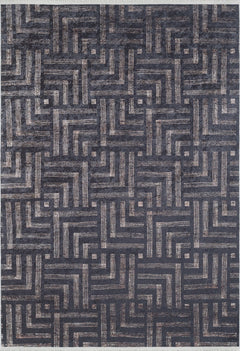 Geometric Area Rug - Anthracite Digital Print Non Slip Washable Carpet