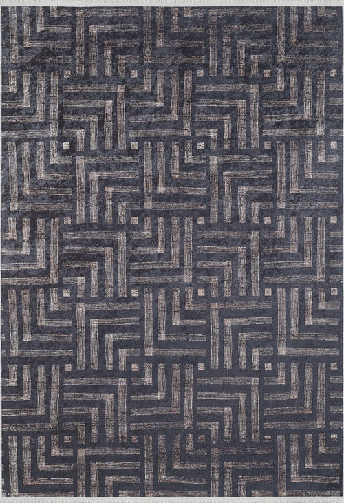 Geometric Area Rug - Anthracite Digital Print Non Slip Washable Carpet