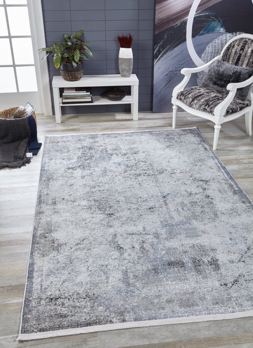 Modern Area Rug – Grey Digital Print Carpet | Non Slip, Antibacterial Floor Covering