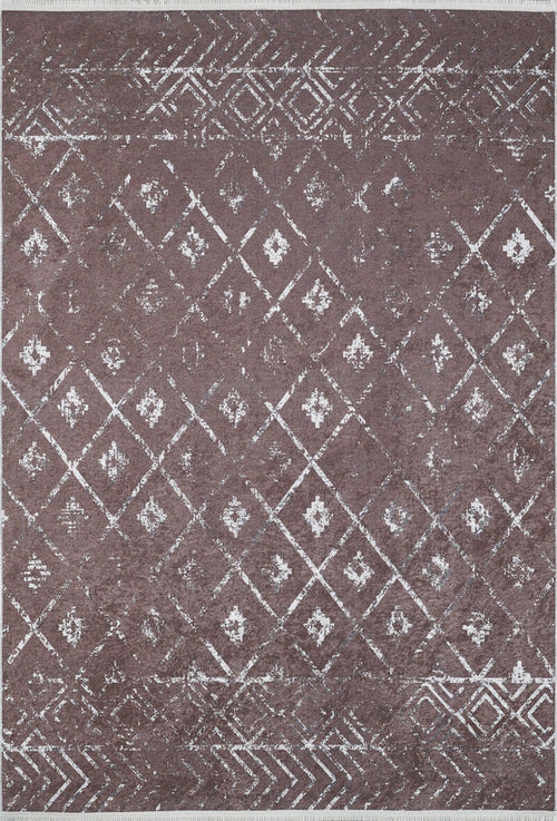 Brown Geometric Area Rug - Digital Print Carpet, Non Slip & Antibacterial Floor Covering