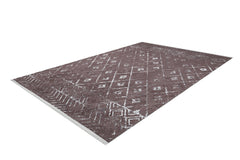 Brown Geometric Area Rug - Digital Print Carpet, Non Slip & Antibacterial Floor Covering