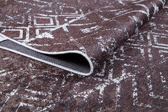 Brown Geometric Area Rug - Digital Print Carpet, Non Slip & Antibacterial Floor Covering