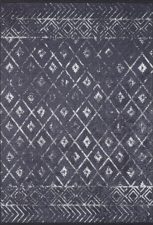 Black Geometric Area Rug – Digital Print Rug | Non Slip Carpet, Antibacterial