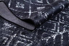 Black Geometric Area Rug – Digital Print Rug | Non Slip Carpet, Antibacterial