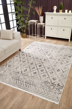 Beige Geometric Area Rug – Digital Print Rug | Non Slip, Antibacterial Carpet