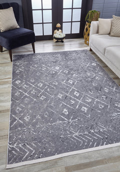Grey Geometric Area Rug – High Quality Digital Print Rug with Non Slip Backing