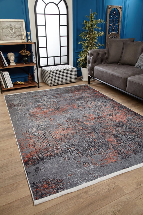 Modern Area Rug – Grey Digital Print Carpet | Non Slip Washable Floor Mat