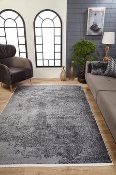 Modern Area Rug - Grey Digital Print Carpet | Non Slip, Antibacterial, Washable Floor Mat