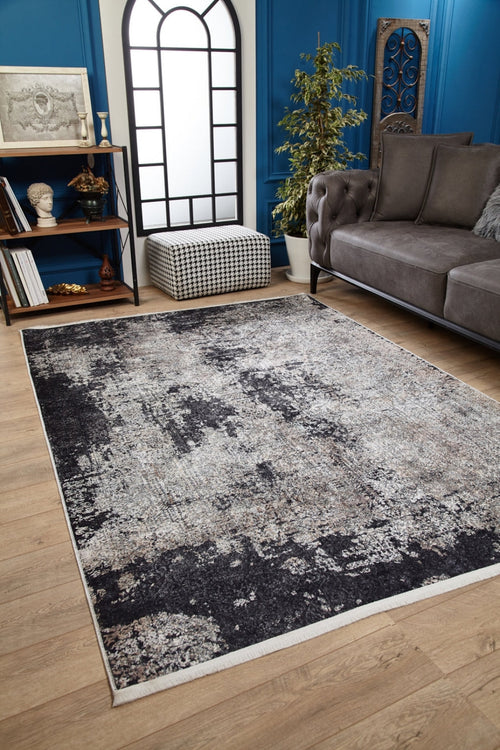 Modern Area Rug - Grey Digital Print Carpet | Non Slip, Antibacterial Floor Mat