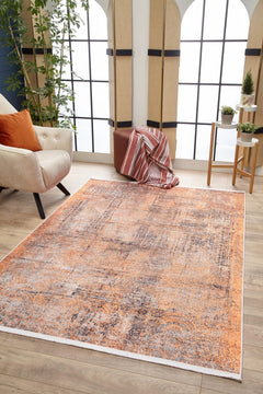 Modern Area Rug | Orange Digital Print Non Slip Carpet for Living Room Floors