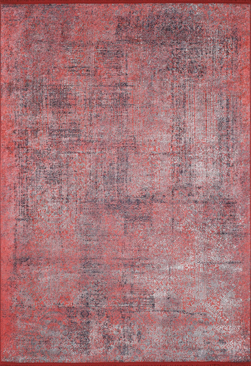 Kods Red Modern Digital Print Area Rug