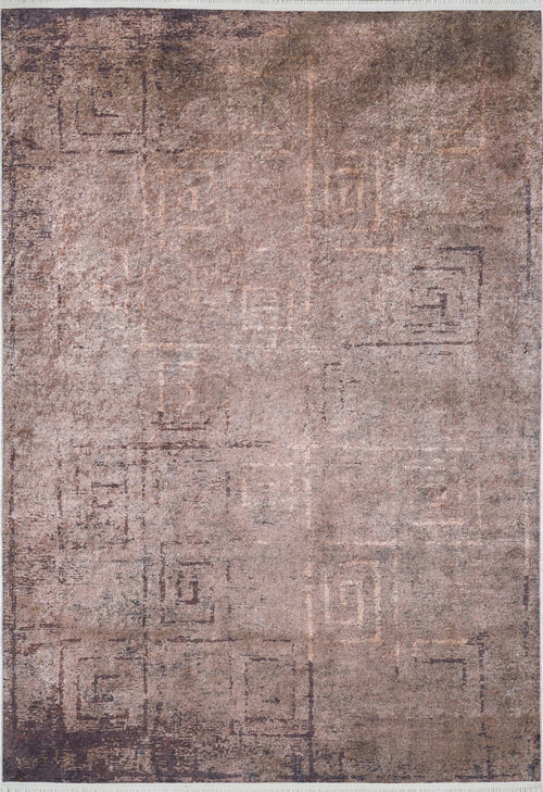 Geometric Area Rug - Brown Digital Print Non Slip Antibacterial Carpet