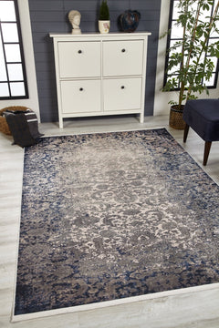 Classic Digital Print Rug – Blue Area Rug Non Slip Antibacterial Carpet