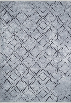 Grey Geometric Area Rug – Digital Print Non Slip Carpet for Living Room