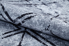 Grey Geometric Area Rug – Digital Print Non Slip Carpet for Living Room