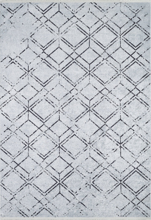 Grey Geometric Area Rug - Digital Print, Non Slip, Antibacterial Carpet for Modern Living Room